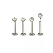 Multi-Pack CZ Silvertone Labret Lip Rings 4 Pack - 16 Gauge at Spencer's