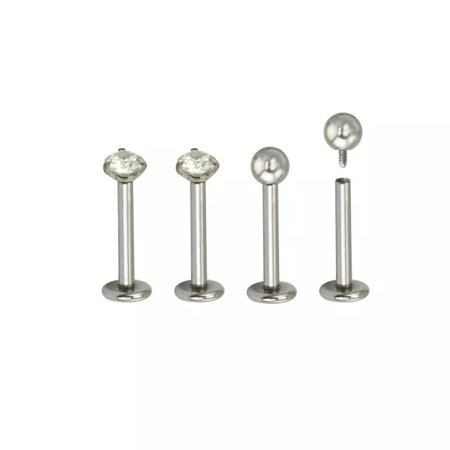 Multi-Pack CZ Silvertone Labret Lip Rings 4 Pack - 16 Gauge at Spencer's