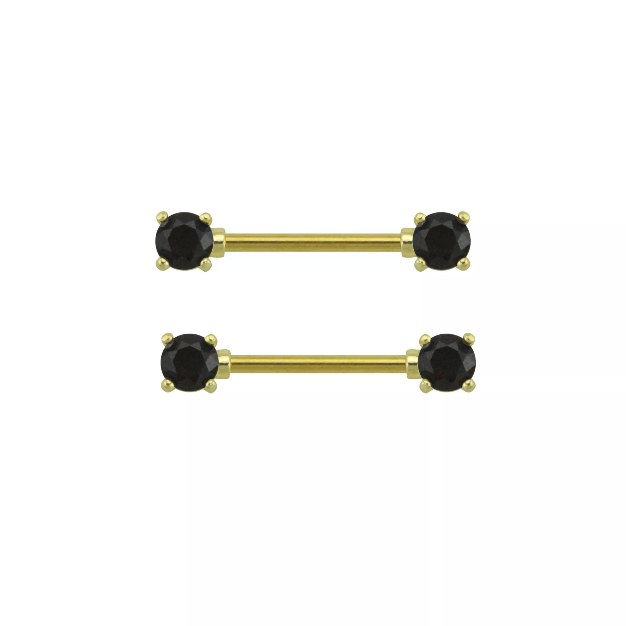 CZ Black Titanium Nipple Barbells - 14 Gauge at Spencer's