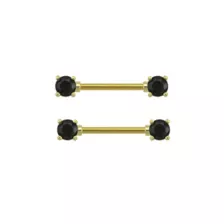 CZ Black Titanium Nipple Barbells - 14 Gauge at Spencer's