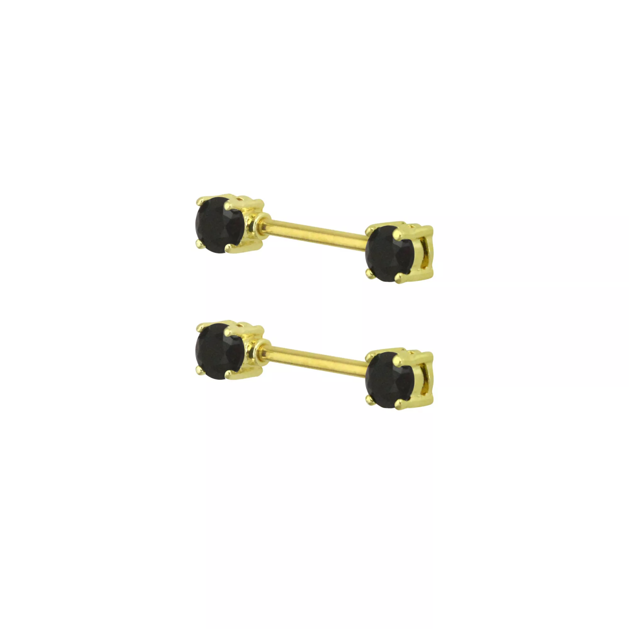 CZ Black Titanium Nipple Barbells - 14 Gauge at Spencer's