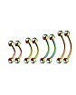 Multi-Pack CZ Metallic Rainbow Curved Barbells 8 Pack - 16 Gauge