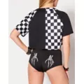 Checkered Fuck Off Crop Top Jersey at Spencer's