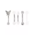 Multi-Pack CZ White and Silver Butterfly Curved Barbells 5 Pack - 16 Gauge at Spencer's