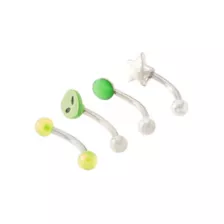 Multi-Pack Green Alien Curved Barbells 4 Pack - 16 Gauge at Spencer's