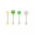 Multi-Pack Green Alien Curved Barbells 4 Pack - 16 Gauge at Spencer's