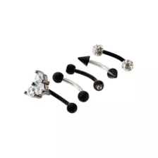 Multi-Pack Pave CZ Heart Curved Barbells 5 Pack - 16 Gauge at Spencer's