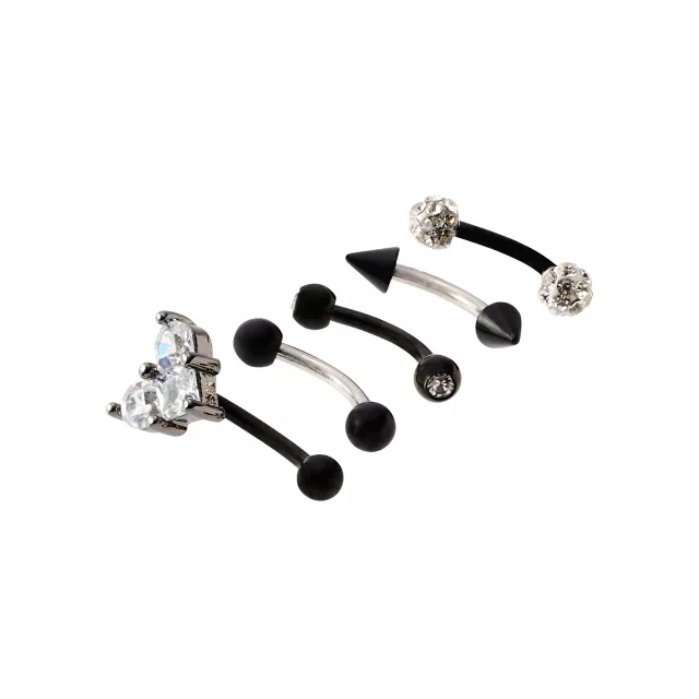 Multi-Pack Pave CZ Heart Curved Barbells 5 Pack - 16 Gauge at Spencer's