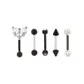 Multi-Pack Pave CZ Heart Curved Barbells 5 Pack - 16 Gauge at Spencer's