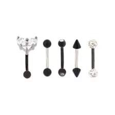 Multi-Pack Pave CZ Heart Curved Barbells 5 Pack - 16 Gauge at Spencer's