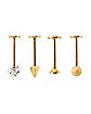 Multi-Pack Pave CZ Goldplated Labret Lip Rings 4 Pack - 16 Gauge