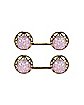 CZ Pink Gem Goldtone Nipple Barbells - 14 Gauge