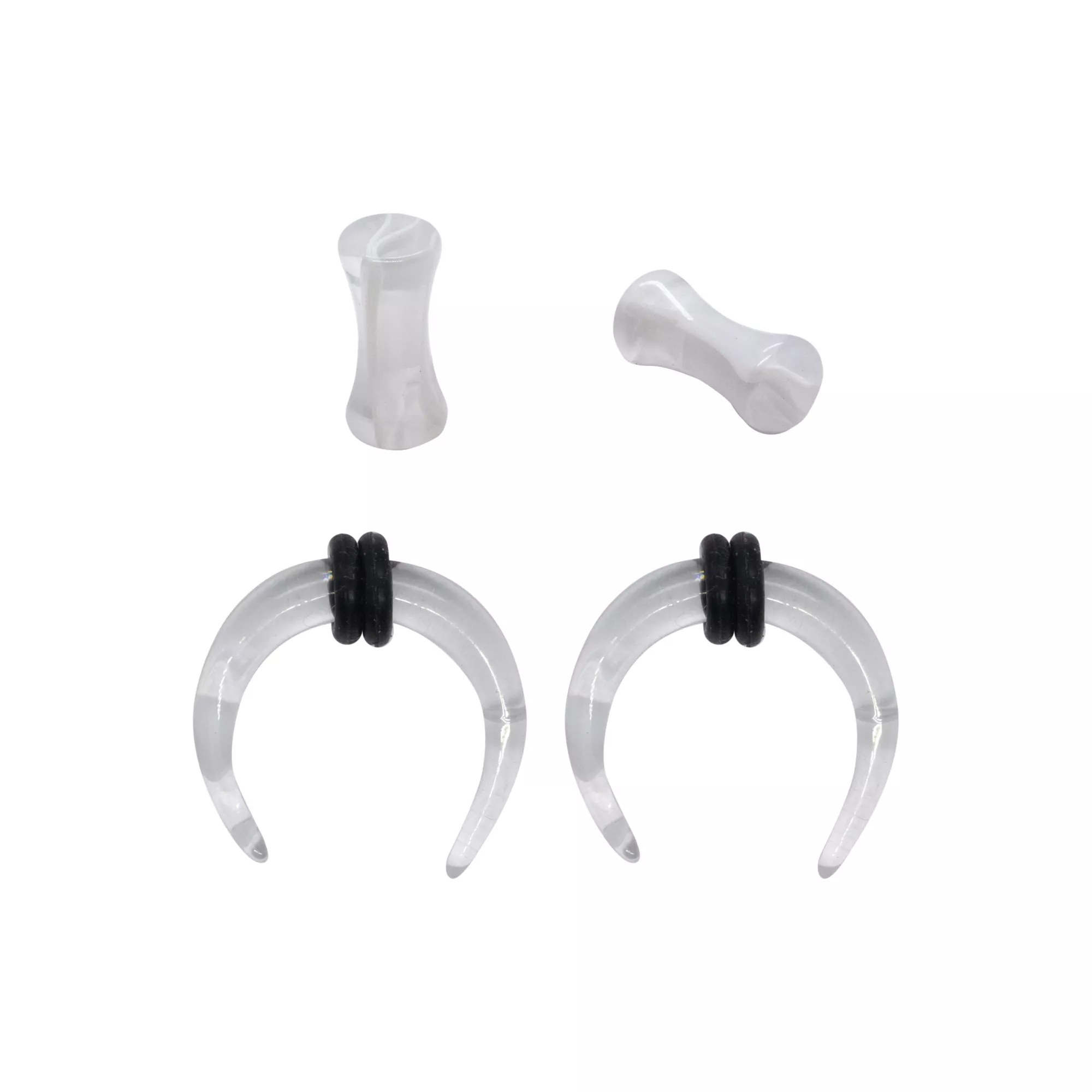 White Marble Pinchers and Plugs Set
