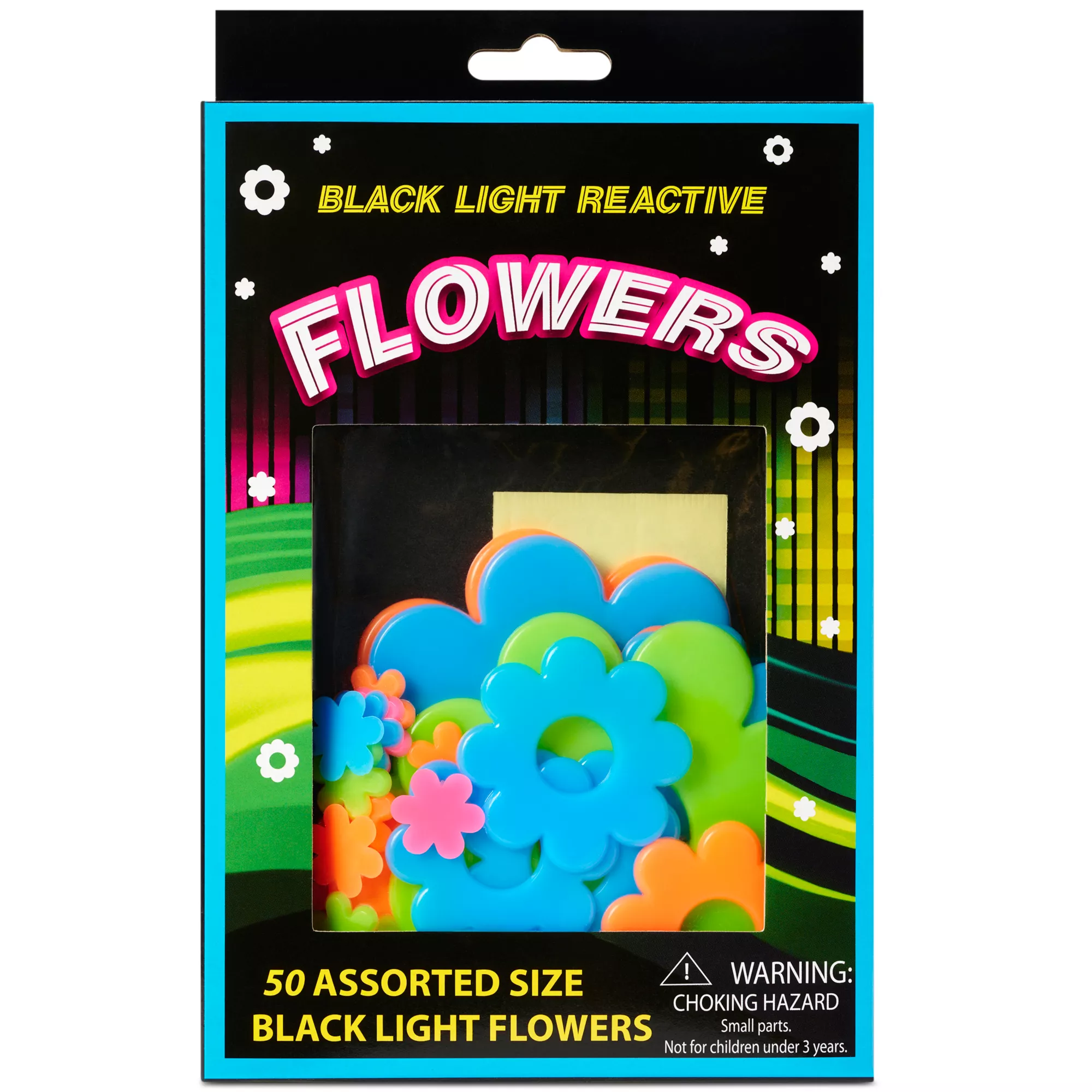 Black Light Flower Stick-On Pieces - 50 Pack at Spencer's