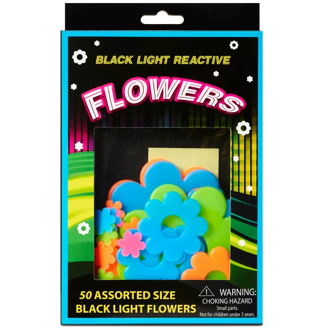 Black Light Flower Stick-On Pieces - 50 Pack at Spencer's