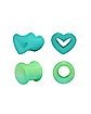 Multi-Pack Teal and Green Heart Tunnel Plugs - 2 Pair