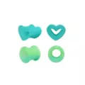Multi-Pack Teal and Green Heart Tunnel Plugs - 2 Pair at Spencer's