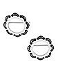 Black and Silver Flower Nipple Shields - 14 Gauge