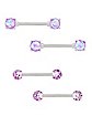 Multi-Pack Purple Opal-Effect Nipple Barbells 2 Pairs - 14 Gauge