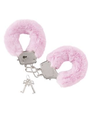 Fuzzy pink handcuffs