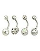 Multi-Pack CZ and Pearl-Effect Butterfly Belly Rings 4 Pack - 14 Gauge