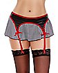 Black and White Striped Garter Skirt and G-String Panties Set