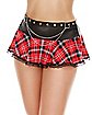 Red and Black Plaid Buckle Skirt