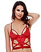 Red Lace Strappy Cropped Bustier