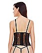 Black Cage Lace Strappy Corset and G-String Panties Set