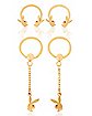 Multi-Pack Playboy Bunny Gold Plated Dangle Earrings 4 Pack - 16 Gauge