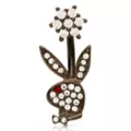CZ Flower Black Playboy Belly Ring - 14 Gauge at Spencer's