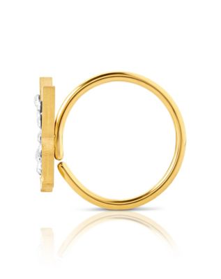 CZ Goldtone Playboy Bunny Hoop Nose Ring - 20 Gauge