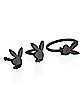 Multi-Pack Black Playboy Bunny L-Bend Pin and Hoop Nose Rings 3 Pack - 20 Gauge
