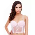 Light Pink Lace Bow Cropped Corset at Spencer's