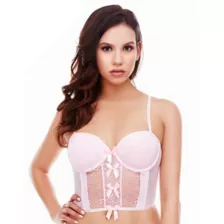 Light Pink Lace Bow Cropped Corset at Spencer's