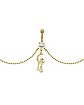 CZ Goldtone Moon Star Chain Dangle Belly Ring - 14 Gauge