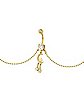 CZ Goldtone Moon Star Chain Dangle Belly Ring - 14 Gauge
