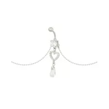 CZ Heart Chain Dangle Belly Ring - 14 Gauge at Spencer's
