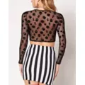 Long Sleeve Mesh Skull Crop Top at Spencer's