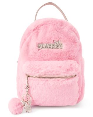 Faux Fur Pink Rainbow Mini Backpack - Spencer's