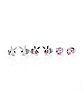 Multi-Pack CZ Pink Playboy Bunny Heart Stud Earrings 3 Pack - 20 Gauge
