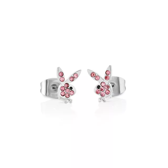 Multi-Pack CZ Pink Playboy Bunny Heart Stud Earrings 3 Pack - 20 Gauge at Spencer's