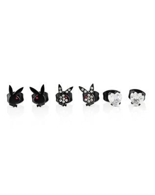 MJ-SE2472 Playboy Bunny 316L Stainless Steel Earring Studs Pair 