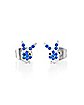 Multi-Pack CZ Blue Playboy Bunny Heart Stud Earrings 3 Pack - 20 Gauge