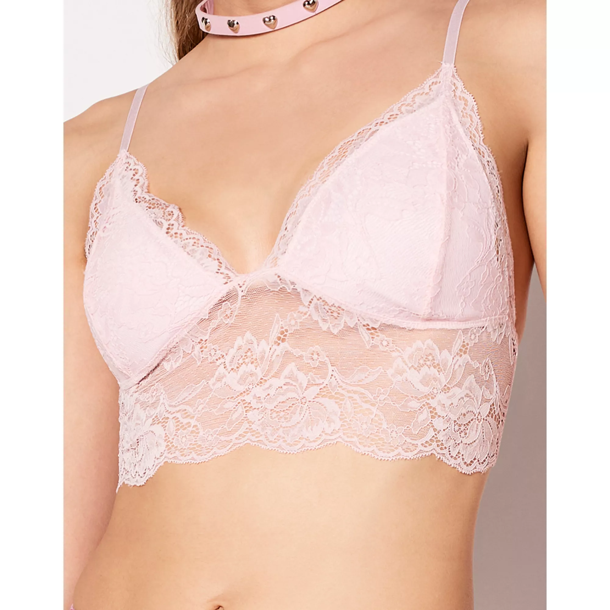 Basic Pink Lace Bralette at Spencer's