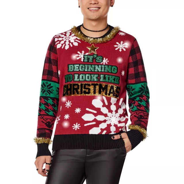 Light Up It s Beginning To Look Like Christmas Ugly Christmas Sweater Spencer s