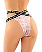 Plaid and Lace Strappy Fuck Thong Panties - 2 Pack