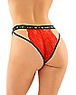 Get Lit Weed Leaf Red and Black Lace Strappy Thong Panties - 2 Pack