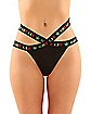 Get Lit Weed Leaf Red and Black Lace Strappy Thong Panties - 2 Pack