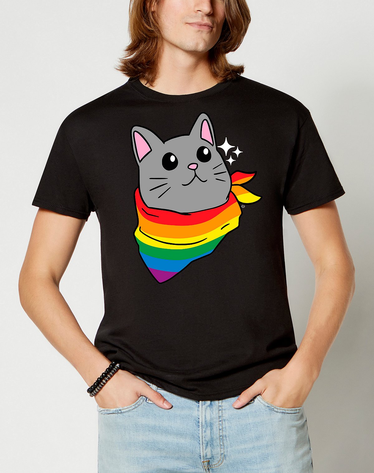Pride Scarf Cat T Shirt
